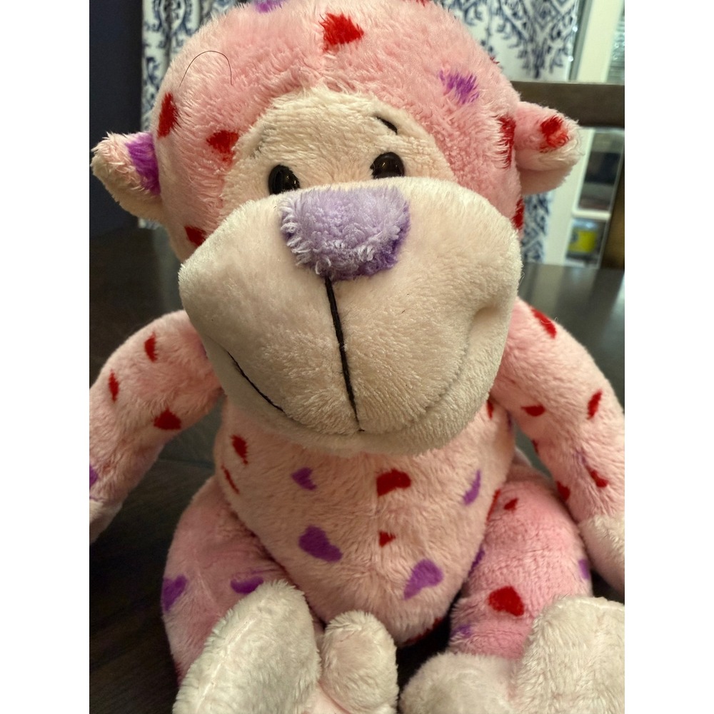 Ganz Webkinz Love Monkey Pink Heart Print Plush Stuffed Animal HS043 No Code